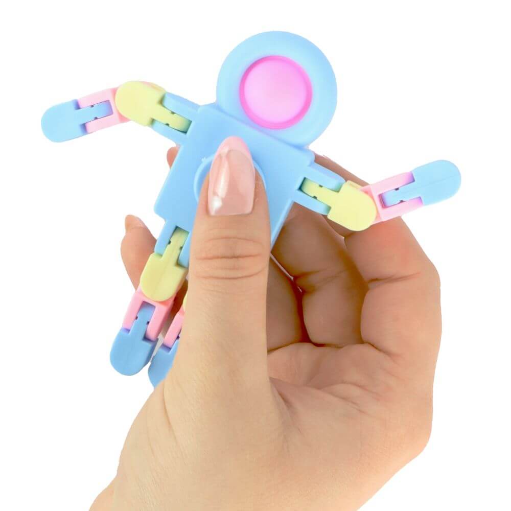 Holding Fidget Robot by one hand