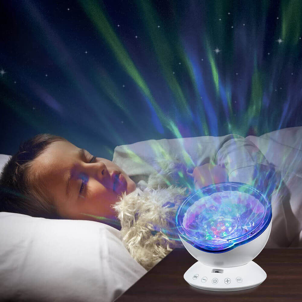 Ocean Wave projector used by a child sleeping