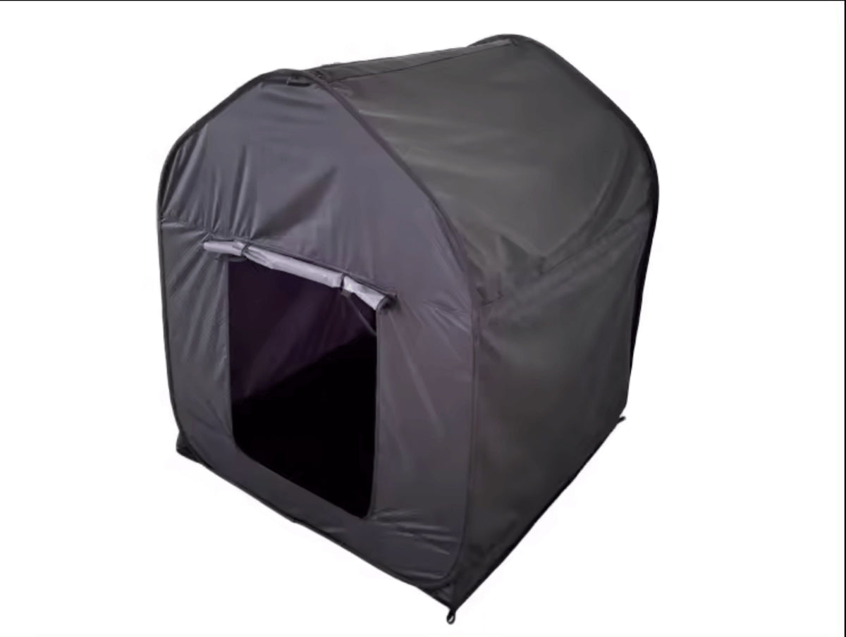 dark den tent open facing right side